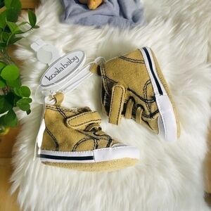 Koala Kids Baby Boy Bootie Sneakers Tan Canvas Upper Size 1 Boot Style NWT